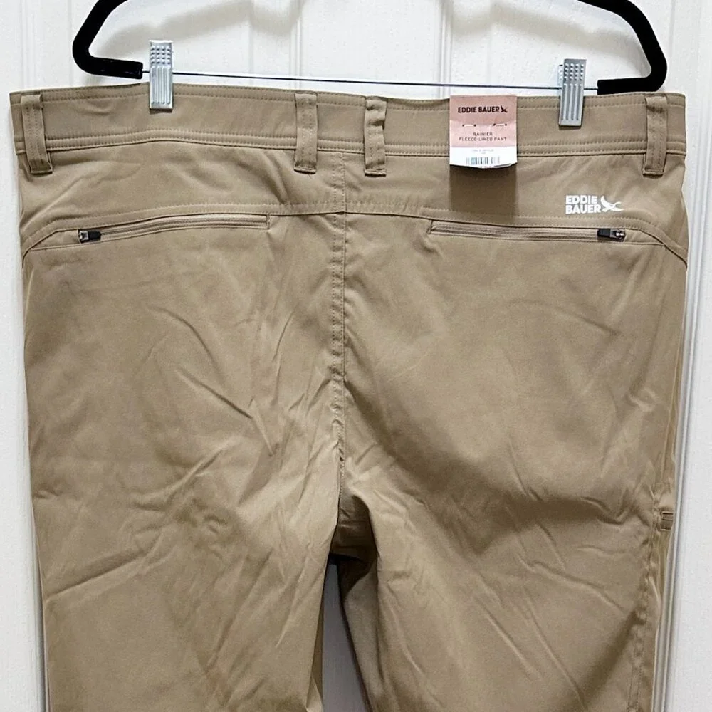 Eddie Bauer Men's Rainier Fleece Lined Pant Size 40X32 Tan Stretch Fit (NEW) - Picture 13 of 16
